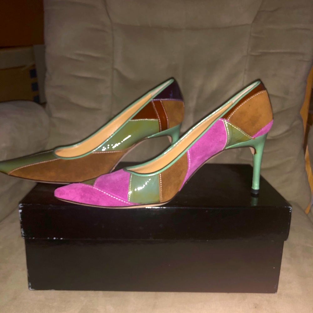 New Dolce and Gabbana patchwork heels sz 38
